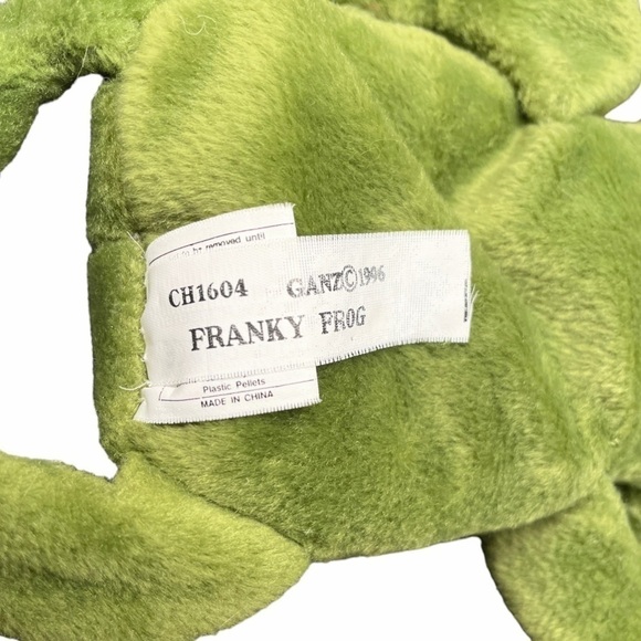 VINTAGE Ganz Franky Frog 9” Plush Stuffed Animal 1996 CH1604 Green Beanbag Soft - Picture 9 of 14